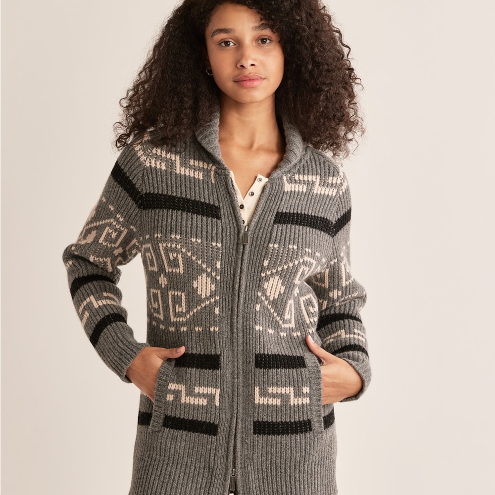Pendleton Women's Westerley Zip Cardigan Sweater, Gray, Size Small